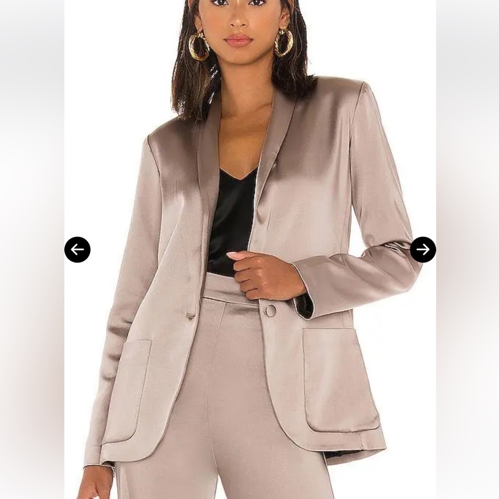Amanda Uprichard Satin Blazer in Taupe